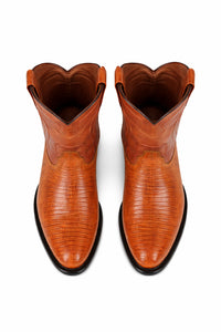 Los Altos Men's Genuine Lizard Teju Skin Saddle Zipper Roper Toe Boot