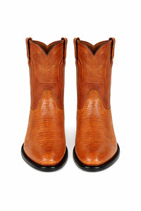 Los Altos Men's Genuine Lizard Teju Skin Saddle Zipper Roper Toe Boot