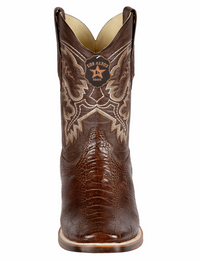Ostrich Leg Square Toe Cowboy Boots