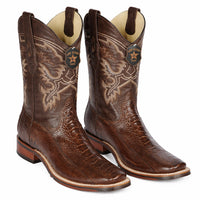Ostrich Leg Square Toe Cowboy Boots