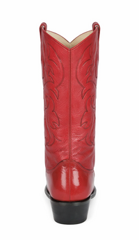 Mens Red Eel Cowboy Boots J-Toe
