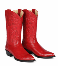 Mens Red Eel Cowboy Boots J-Toe