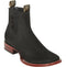 Los Altos Men's Wide Square Toe Suede Leather Short Boots - Black 82BE6305