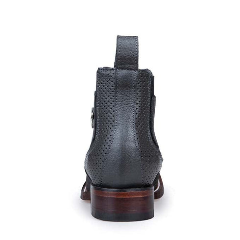 Los Altos Men's Wide Square Toe Suede Leather Short Boots - Gray 82BVI6309