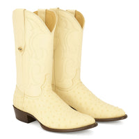 Los Altos Men's Winter White Genuine Full Quill Ostrich Boots