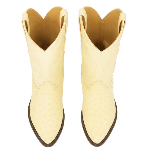 Los Altos Men's Winter White Genuine Full Quill Ostrich Boots