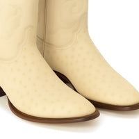 Los Altos Men's Winter White Genuine Full Quill Ostrich Boots