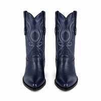 J Toe Cowboy Boots - J Toe Western Boots - Los Altos Navy J-Toe Genuine Teju Lizard
