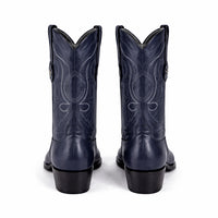J Toe Cowboy Boots - J Toe Western Boots - Los Altos Navy J-Toe Genuine Teju Lizard