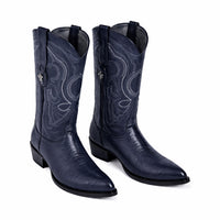 J Toe Cowboy Boots - J Toe Western Boots - Los Altos Navy J-Toe Genuine Teju Lizard