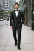Tiglio Mens Slim Fit Black Wool Tuxedo – Satin Peak Lapel Formal Dinner Suit