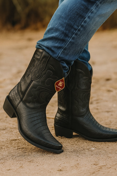 King Exotic Men's Caiman Belly Snip Toe Boots