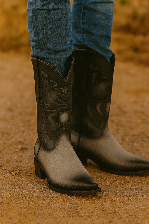 King Exotic Men's Caiman Belly Snip Toe Boots