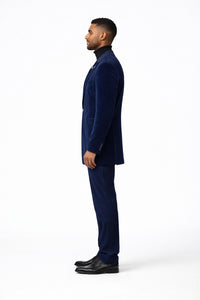 Velvet Long Coat - Velvet Car coat - Navy Coat $199