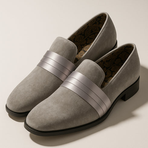 Uptown Hustle in Silver Sleek Velvet Loafers