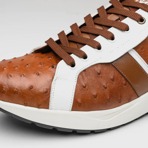 Marco Di Milano Lyon II Ostrich Quill & Calfskin Sneakers