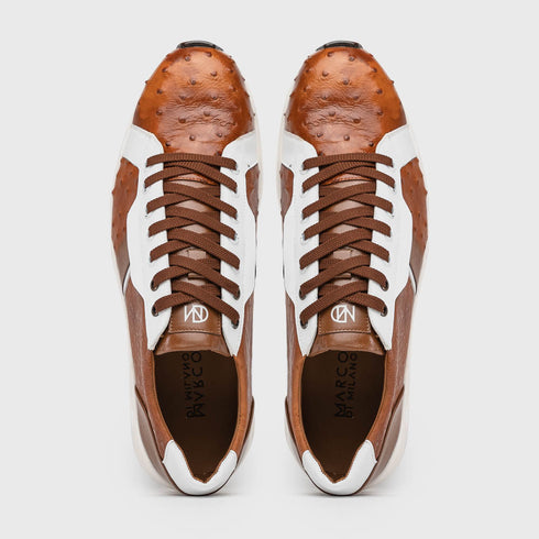 Marco Di Milano Lyon II Ostrich Quill & Calfskin Sneakers
