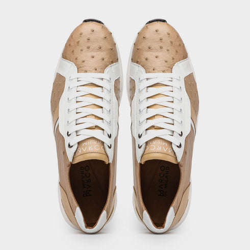 Marco Di Milano Lyon II Ostrich Quill & Calfskin Sneakers