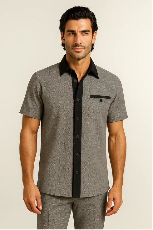 Men’s Houndstooth Walking Suit by Dreams by Zacchi – 2 Piece Lei sure Set in black/white- $99