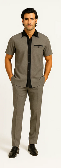 Men’s Houndstooth Walking Suit by Dreams by Zacchi – 2 Piece Lei sure Set in black/white- $99