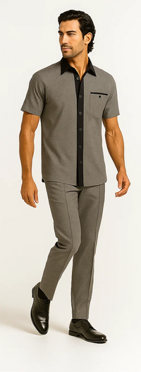 Men’s Houndstooth Walking Suit by Dreams by Zacchi – 2 Piece Lei sure Set in black/white- $99
