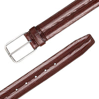 Mezlan Classic Lizard Belt Dark Brown