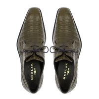 Mezlan Anderson Crocodile Derby Shoes Olive (13584-F)