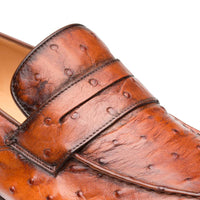 Mezlan Lisbon Ostrich Quill Penny Loafers Brandy (4561-S)
