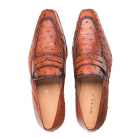 Mezlan Lisbon Ostrich Quill Penny Loafers Brandy (4561-S)