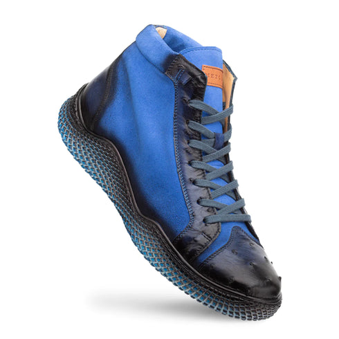 Mezlan Militare Ostrich / Suede Hi-Top Sneaker Jean / Cobalt (4987-S)
