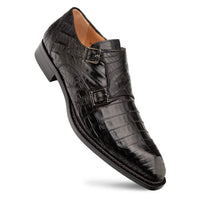 Mezlan Doyers Crocodile Double Monk Strap Black (50176-F)