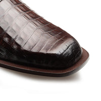 Mezlan Ugo Crocodile Square Toe Lace Up Derby Brown (50200-F)