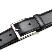 Mezlan Classic Calfskin Patina Belt Black