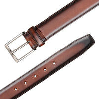 Mezlan Classic Calfskin Patina Belt Cognac