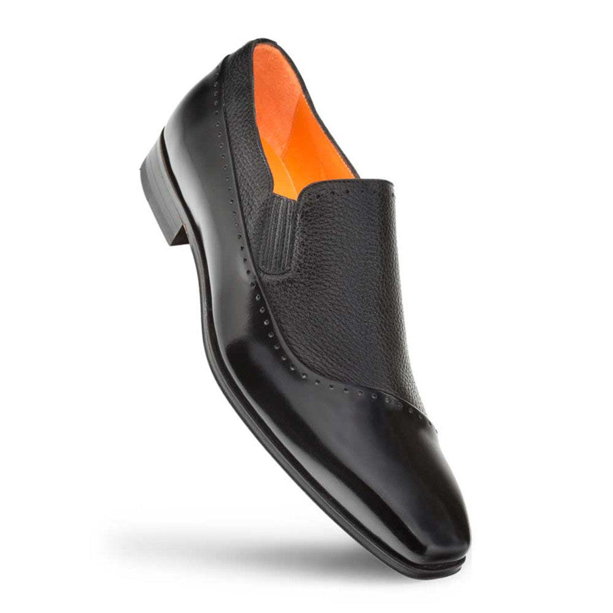 Mezlan Knowles Men\'s Size 10 Cap Toe Loafers Black Calf/Deerskin Mezlan Black Deerskin and Calf leather Slip-on for men  main image 2
