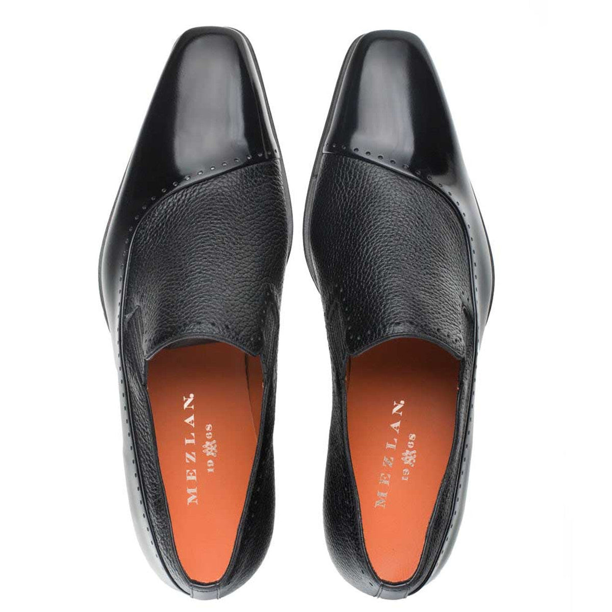 Mezlan Black Deerskin and Calf leather Slip-on for men 