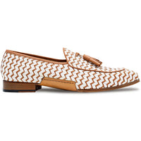 Mezlan Sants Woven Two-Tone Tassel Loafer Bone / Camel (21537)