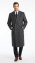 Men’s Dark Grey 44 Inch Double Breasted Wool Blend Overcoat, Long Length Dress Coat