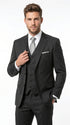 Men’s Black Bold Pinstripe 1920s Suit with Vest and Pants – Vintage Gangster Style Outfit