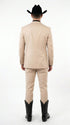 Mens Light Beige Western 3-Piece Suit – Cowboy Tuxedo with Shawl Lapel