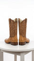 Men’s Los Altos Brown Ostrich Skin Wide Square Toe Boots, Exotic Western Cowboy Dress Boots