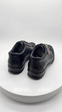 Los Altos Men’s Black Ostrich Leg Lace-Up Sneakers – Exotic Leather Casual Shoes