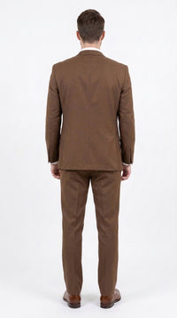 Men’s Brown Sharkskin 3-Piece Suit – Regular Fit Single-Breasted Wedding, Business and Formal Suit