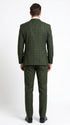 Men’s Olive Windowpane Plaid Suit, 2 Button Formal Suit with Double Breasted Vest
