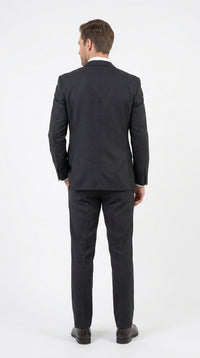 Men’s Black Sharkskin 3 Piece Suit, Single Breasted Notch Lapel Formal Wedding Business Suit