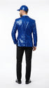 Men’s Royal Blue Sequin Suit, Shiny Metallic Stage Tuxedo Jacket and Pants for Groom and Prom