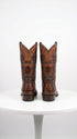 Men’s Brown Caiman Crocodile Tail Cowboy Boots with European Toe, Exotic Western Dress Boots