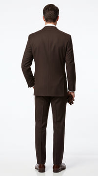 Men’s Brown Tone on Tone Pinstripe Suit, Classic Fit Formal Wedding Business Suit