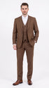 Men’s Brown Sharkskin 3-Piece Suit – Regular Fit Single-Breasted Wedding, Business and Formal Suit