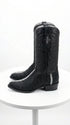 Los Altos Men's Black Stingray with Full Rowstone Finish Snip Toe Boots